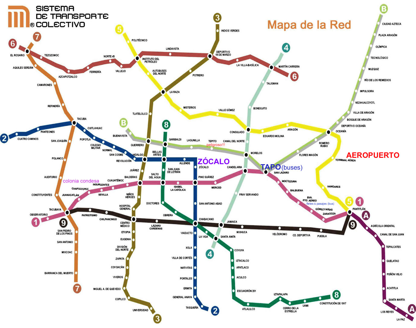 Mapa Metro DF Distrito Federal México